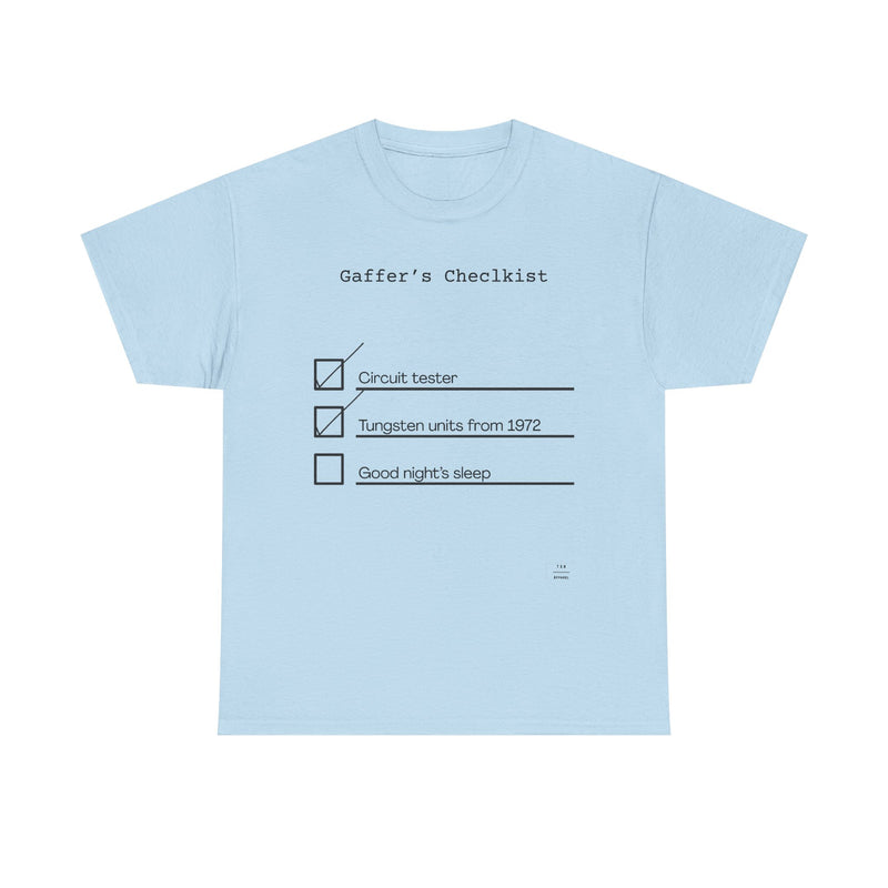 Gaffer's Checklist Tee! — Light Blue