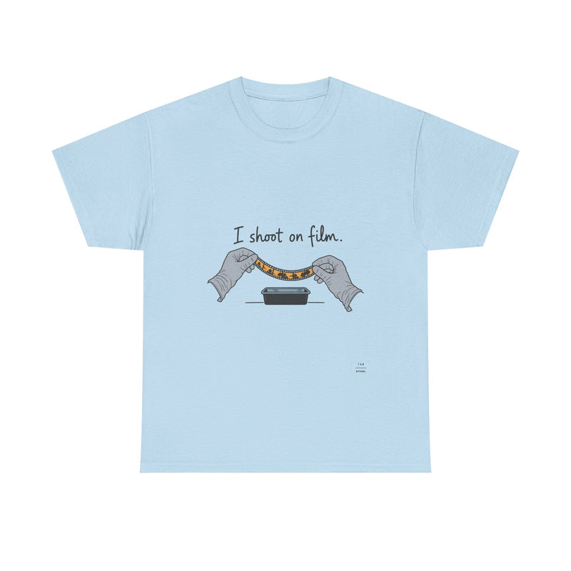 "I shoot on film" Tee — Light Blue